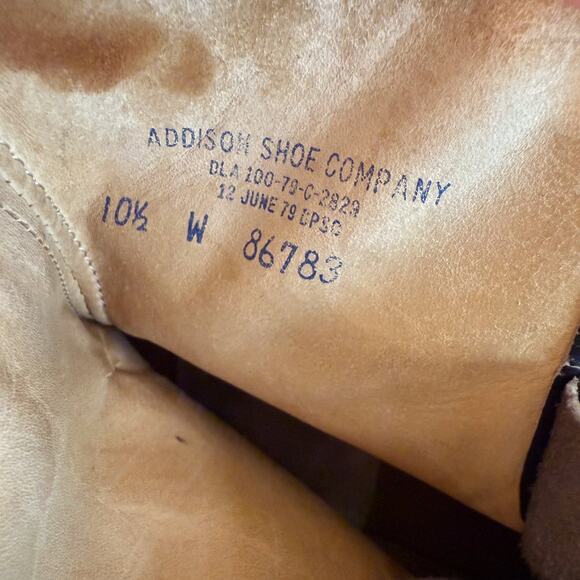 VTG 70s Addison Military Boots Mens 10.5 W Black Leather Steel Toe Work Combat - Picture 5 of 8